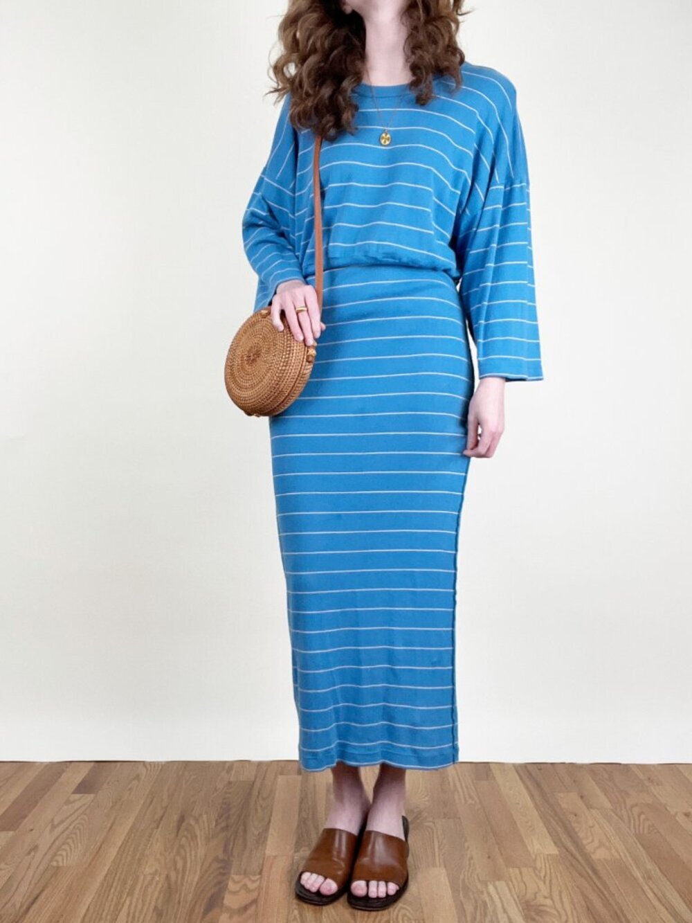Vintage Sonia Rykiel Paris Maxi Dress 100% Cotton France Coastal Nautical French